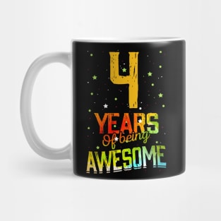 4th Anniversary Gift Vintage Retro 04 Years Of Being Awesome Gifts Funny 4 Years Birndday Girl Boys Kids Mug